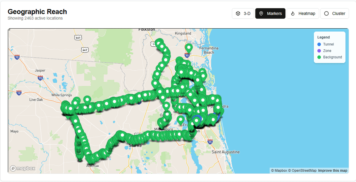 WilDi Maps - Markers View showing delivery locations